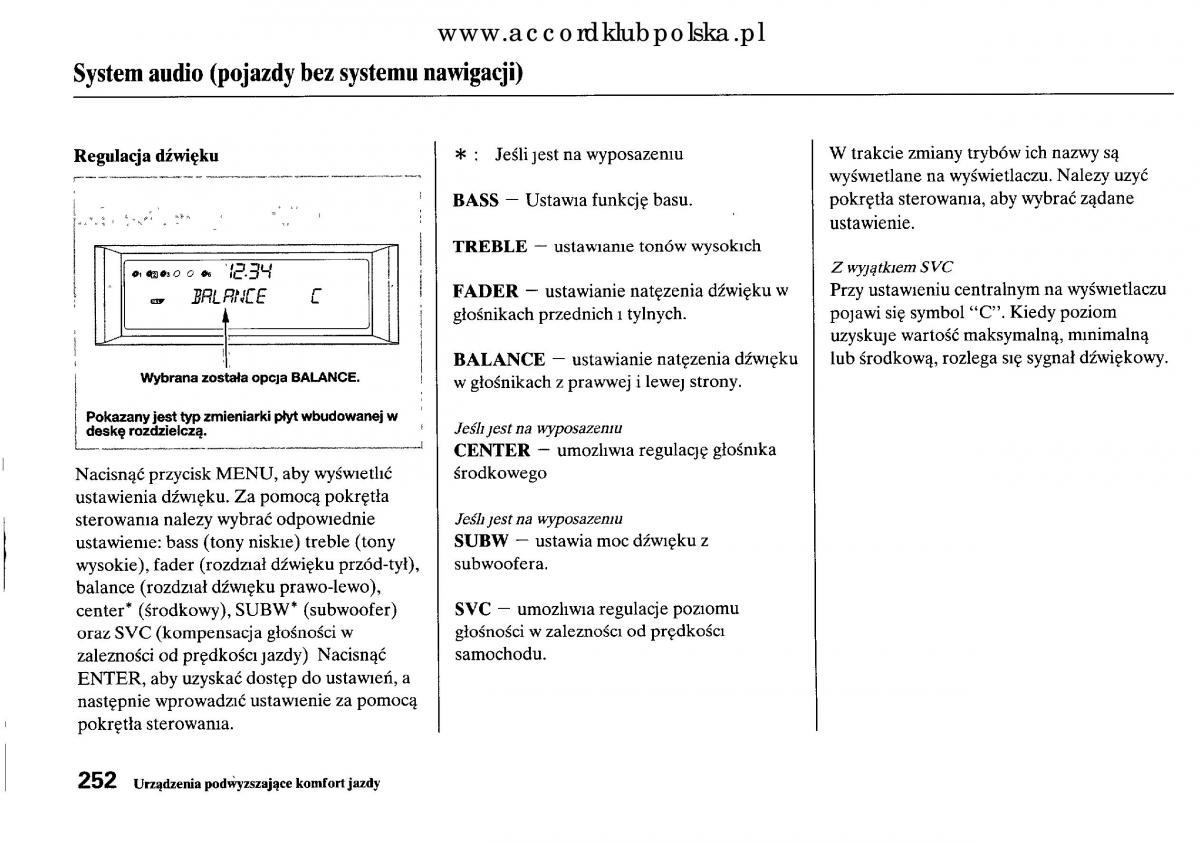 Honda Accord VIII 8 instrukcja obslugi / page 258