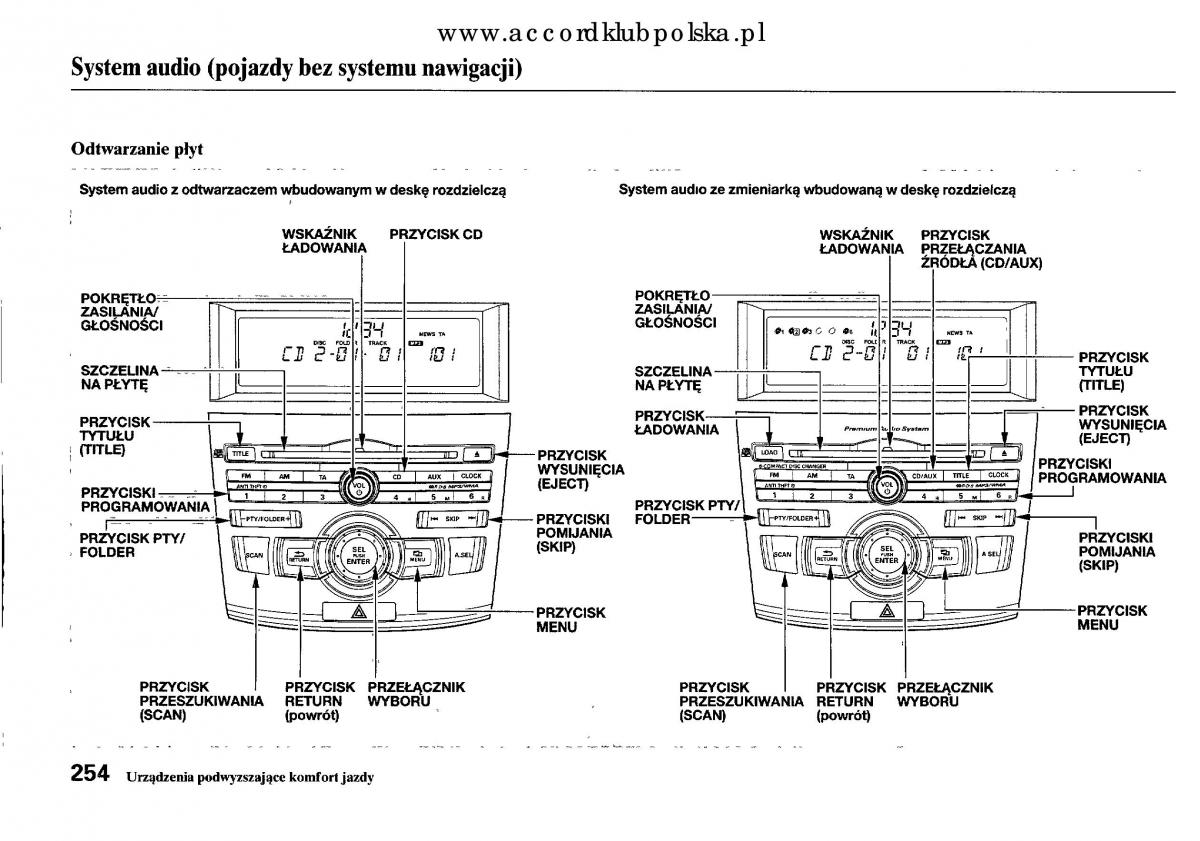 Honda Accord VIII 8 instrukcja obslugi / page 260