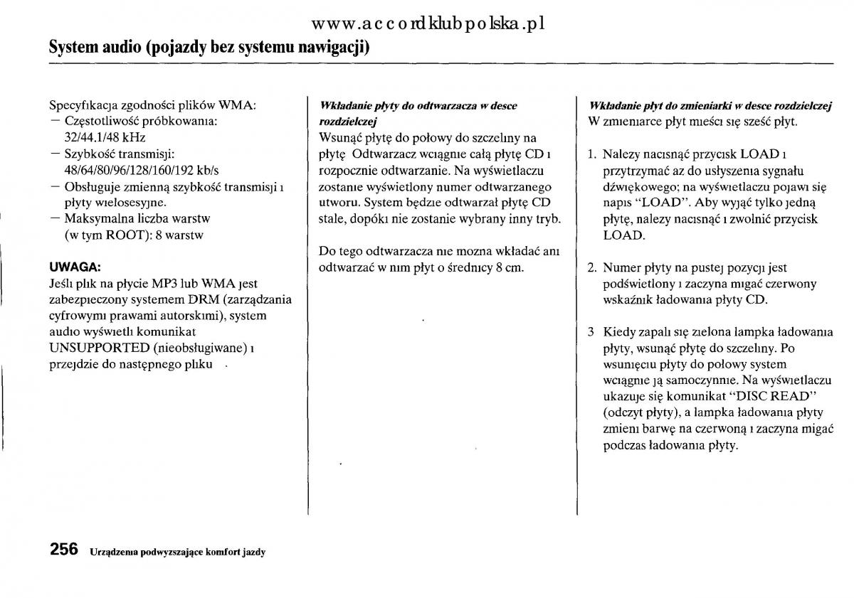 Honda Accord VIII 8 instrukcja obslugi / page 262