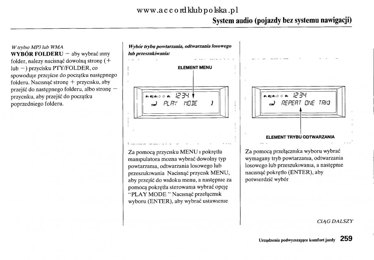 Honda Accord VIII 8 instrukcja obslugi / page 265