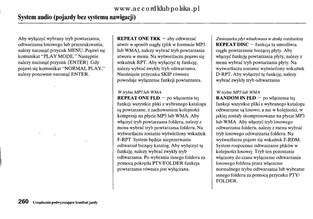 Honda Accord VIII 8 instrukcja obslugi / page 266