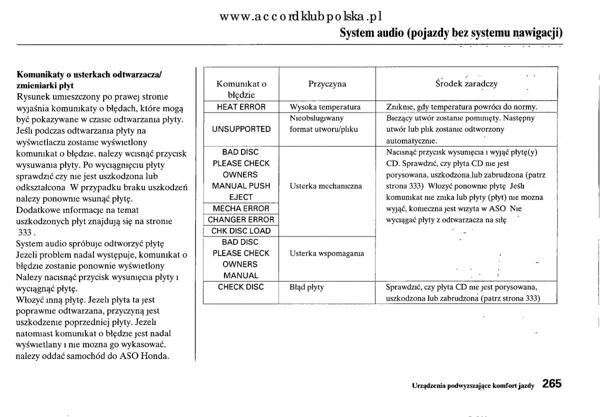 Honda Accord VIII 8 instrukcja obslugi / page 271