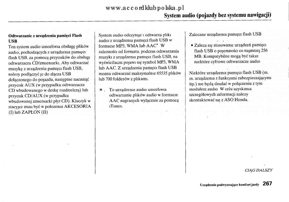 Honda Accord VIII 8 instrukcja obslugi / page 273