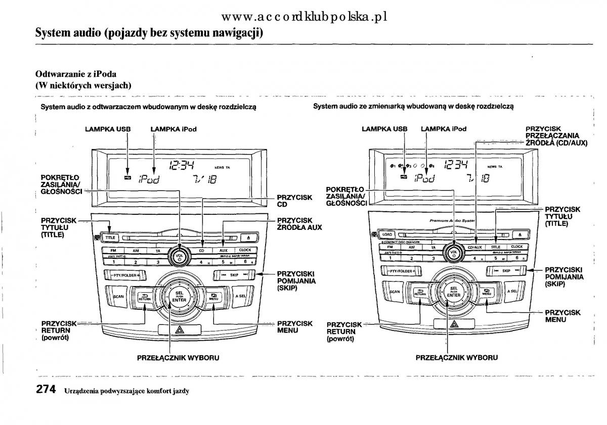 Honda Accord VIII 8 instrukcja obslugi / page 280