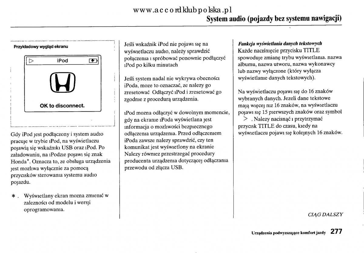 Honda Accord VIII 8 instrukcja obslugi / page 283