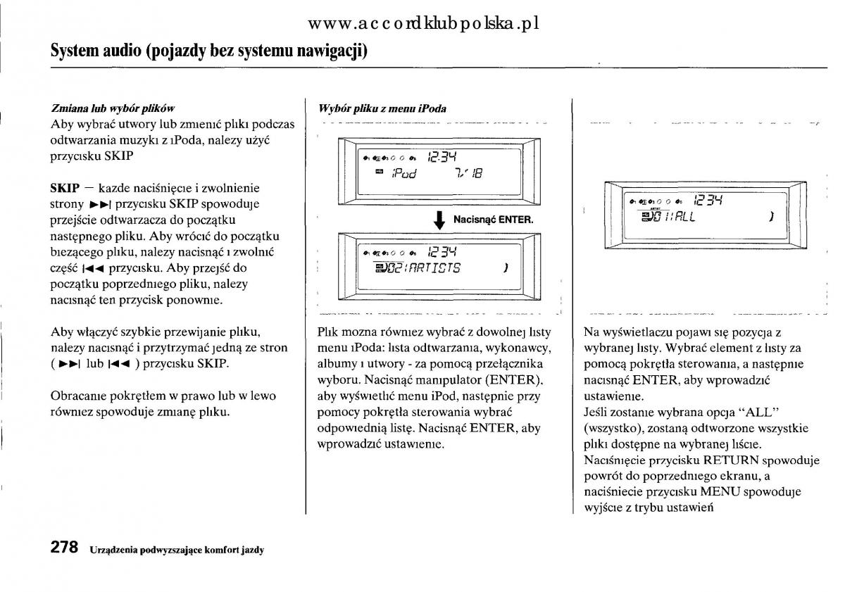 Honda Accord VIII 8 instrukcja obslugi / page 284