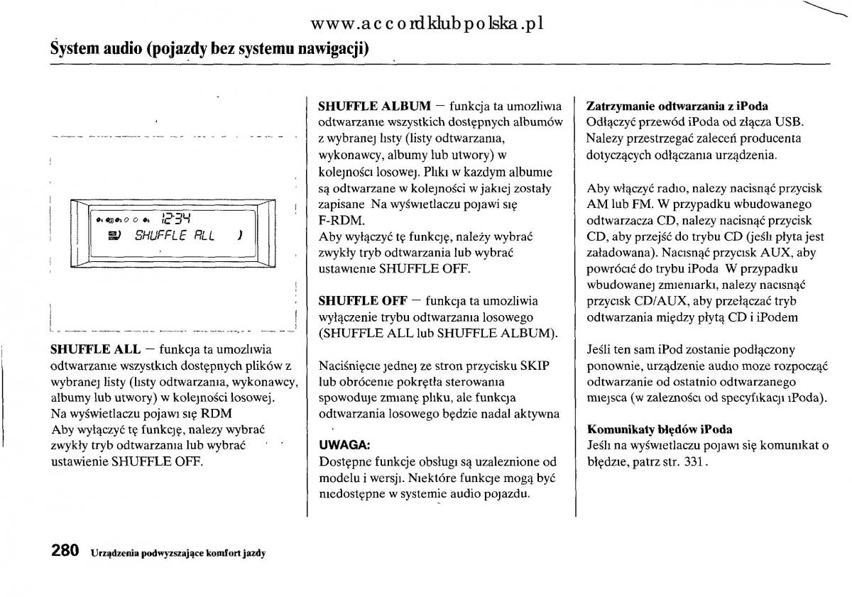 Honda Accord VIII 8 instrukcja obslugi / page 286