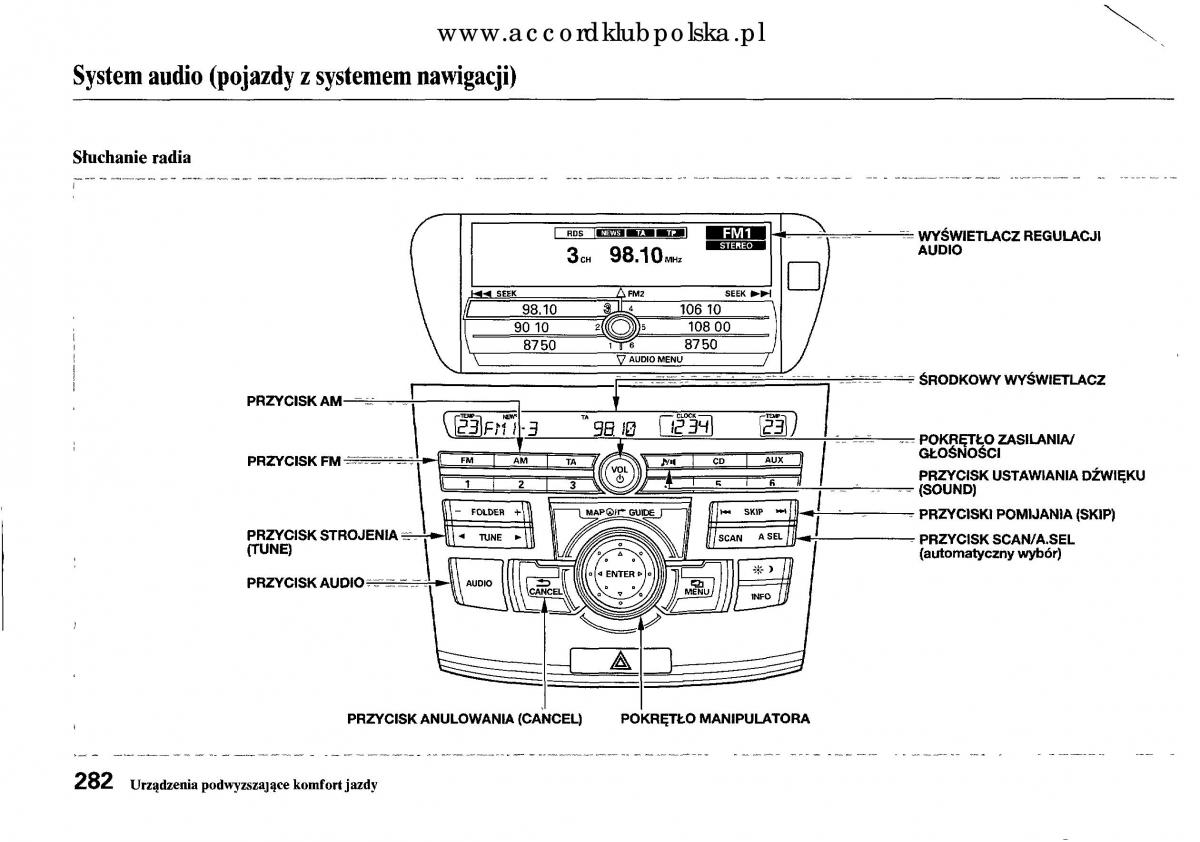 Honda Accord VIII 8 instrukcja obslugi / page 288