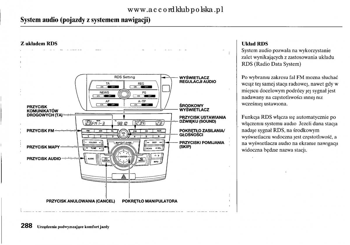 Honda Accord VIII 8 instrukcja obslugi / page 294