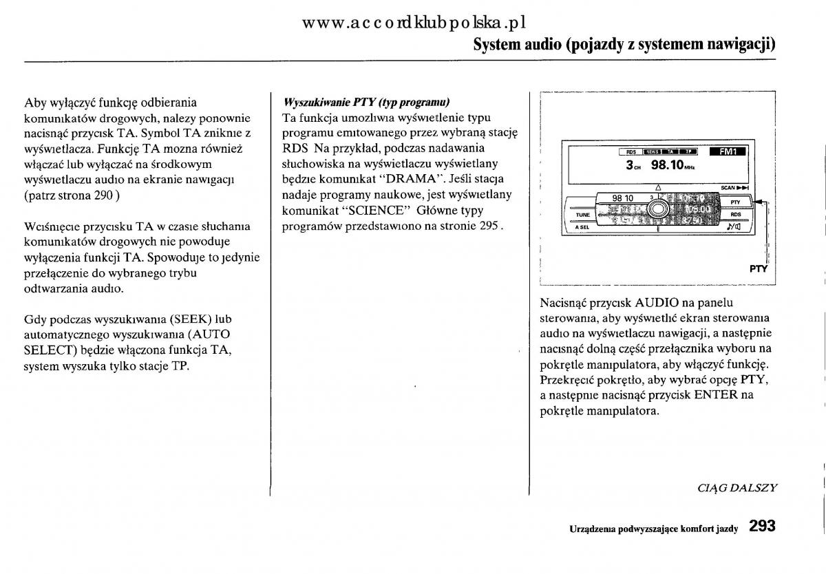 Honda Accord VIII 8 instrukcja obslugi / page 299