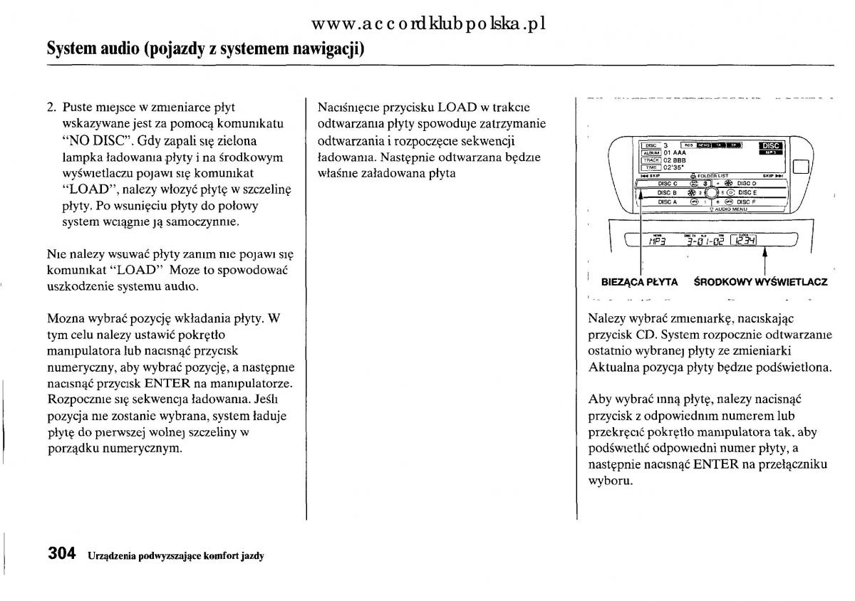 Honda Accord VIII 8 instrukcja obslugi / page 310