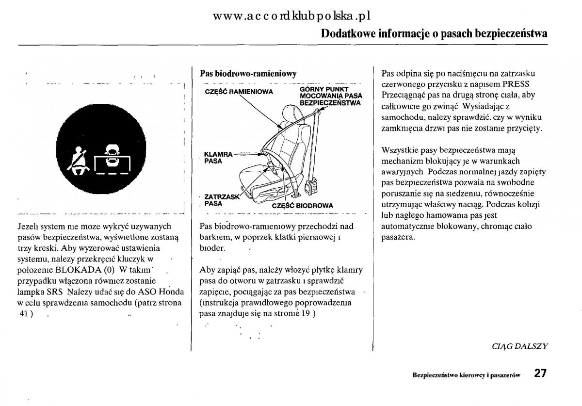 Honda Accord VIII 8 instrukcja obslugi / page 33