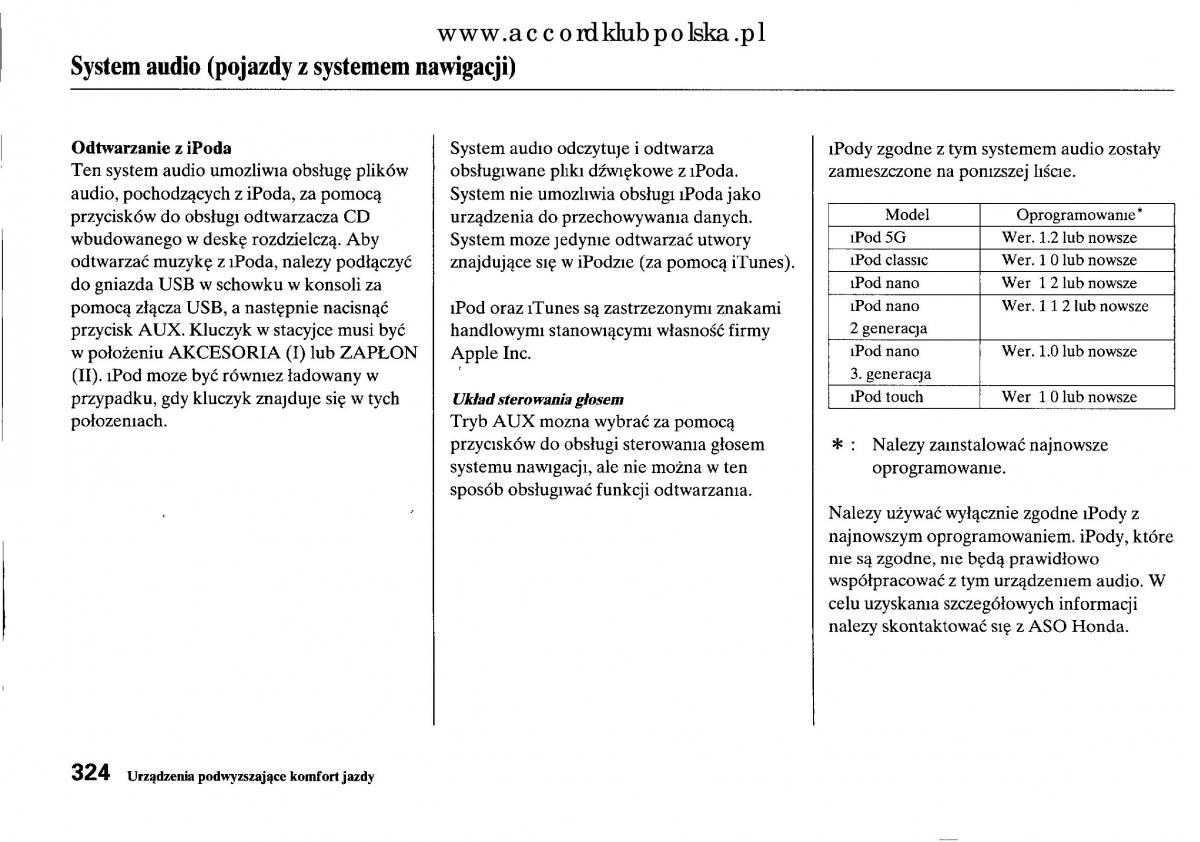 Honda Accord VIII 8 instrukcja obslugi / page 330