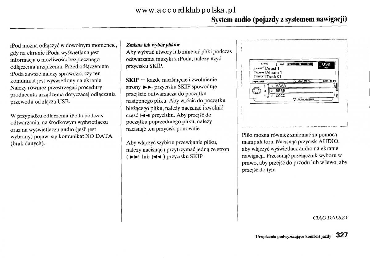 Honda Accord VIII 8 instrukcja obslugi / page 333