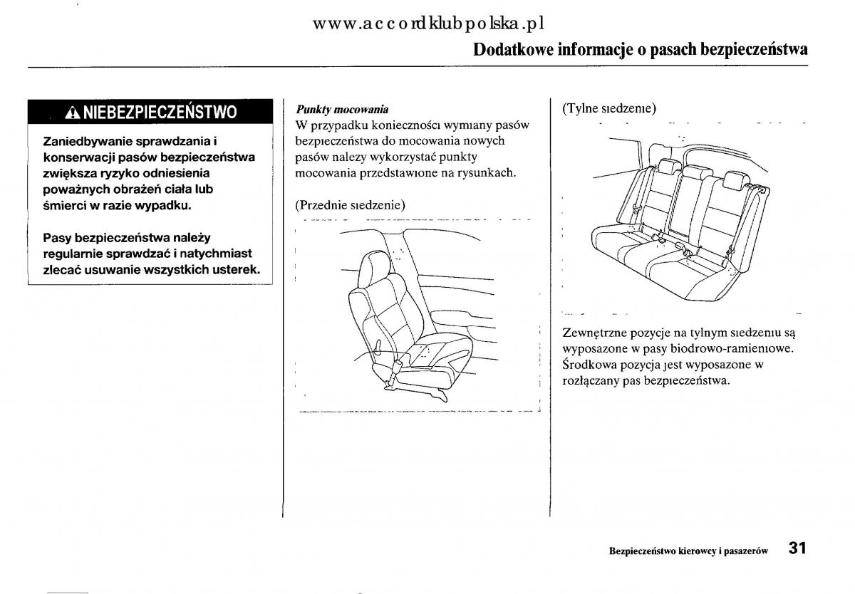 Honda Accord VIII 8 instrukcja obslugi / page 37