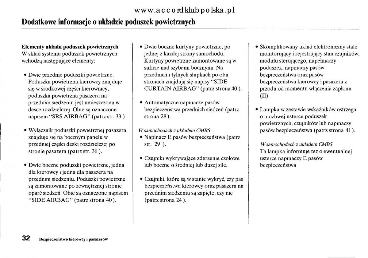 Honda Accord VIII 8 instrukcja obslugi / page 38