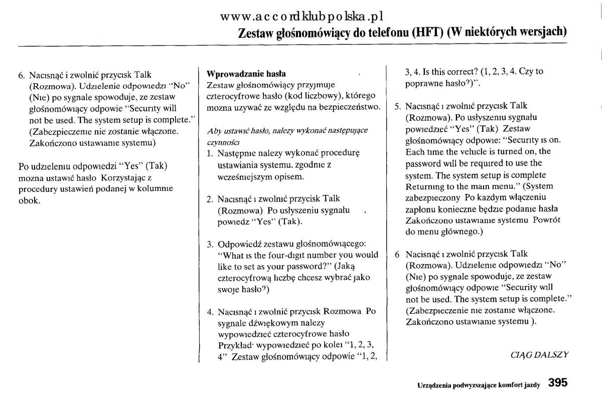 Honda Accord VIII 8 instrukcja obslugi / page 401