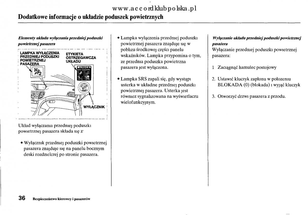 Honda Accord VIII 8 instrukcja obslugi / page 42