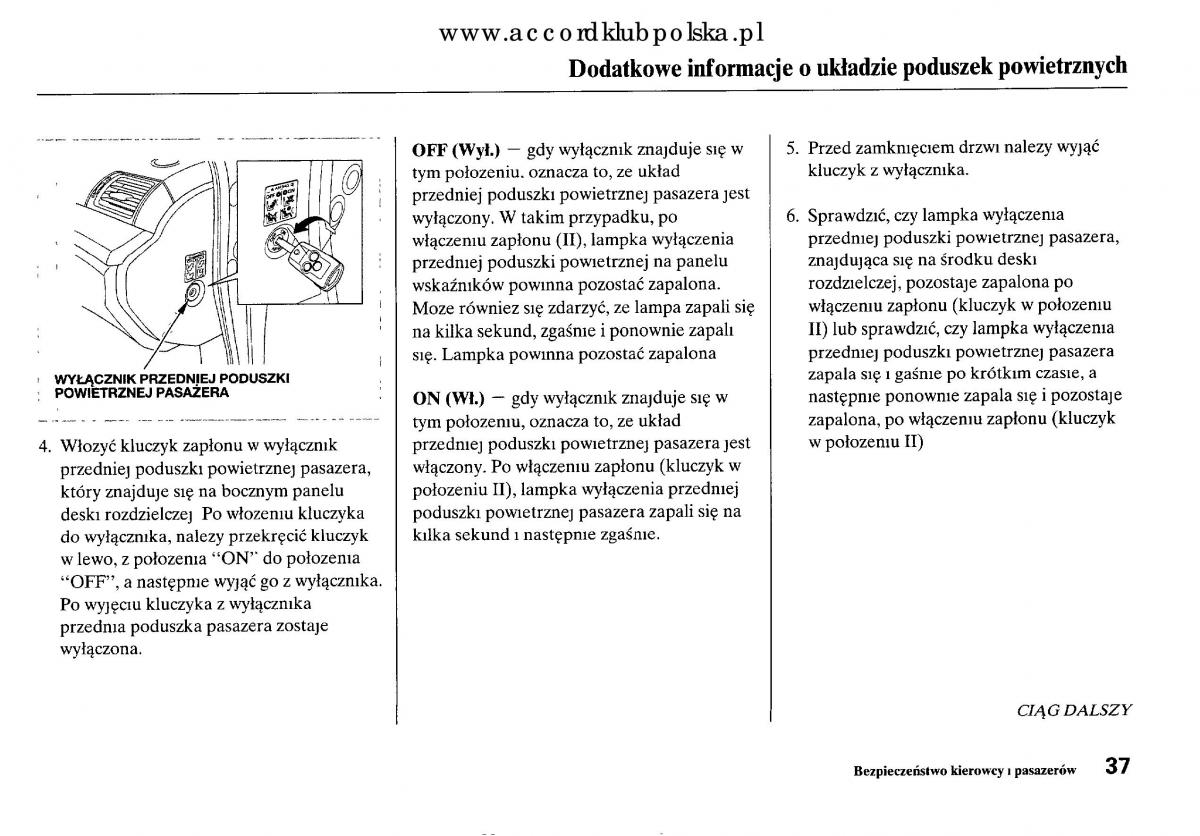 Honda Accord VIII 8 instrukcja obslugi / page 43