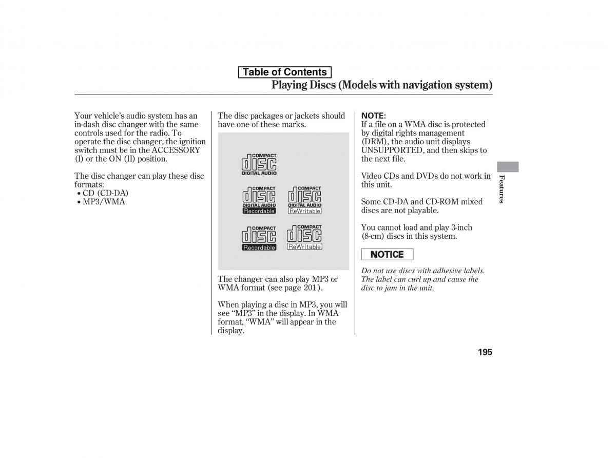 Honda Accord VIII 8 owners manual / page 210