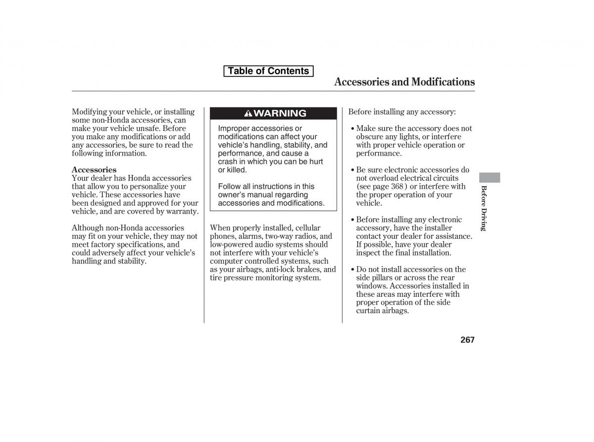 Honda Accord VIII 8 owners manual / page 282