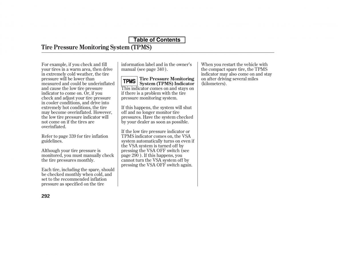 Honda Accord VIII 8 owners manual / page 307