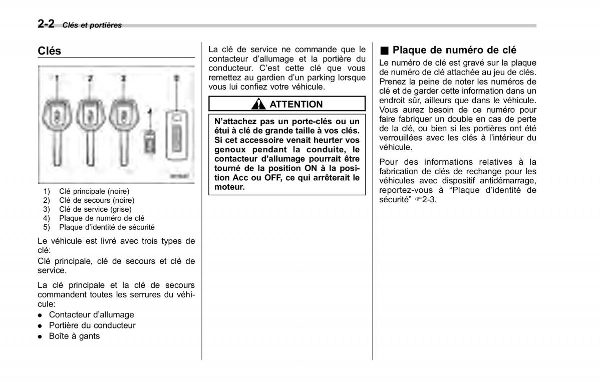 Subaru Forester II 2 manuel du proprietaire / page 100