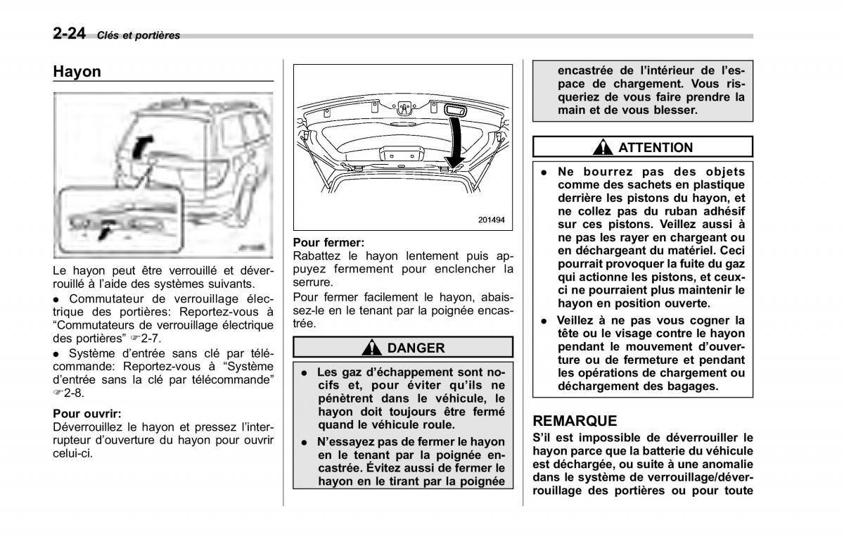 Subaru Forester II 2 manuel du proprietaire / page 122