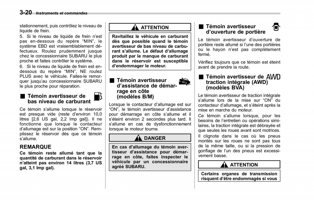 Subaru Forester II 2 manuel du proprietaire / page 146