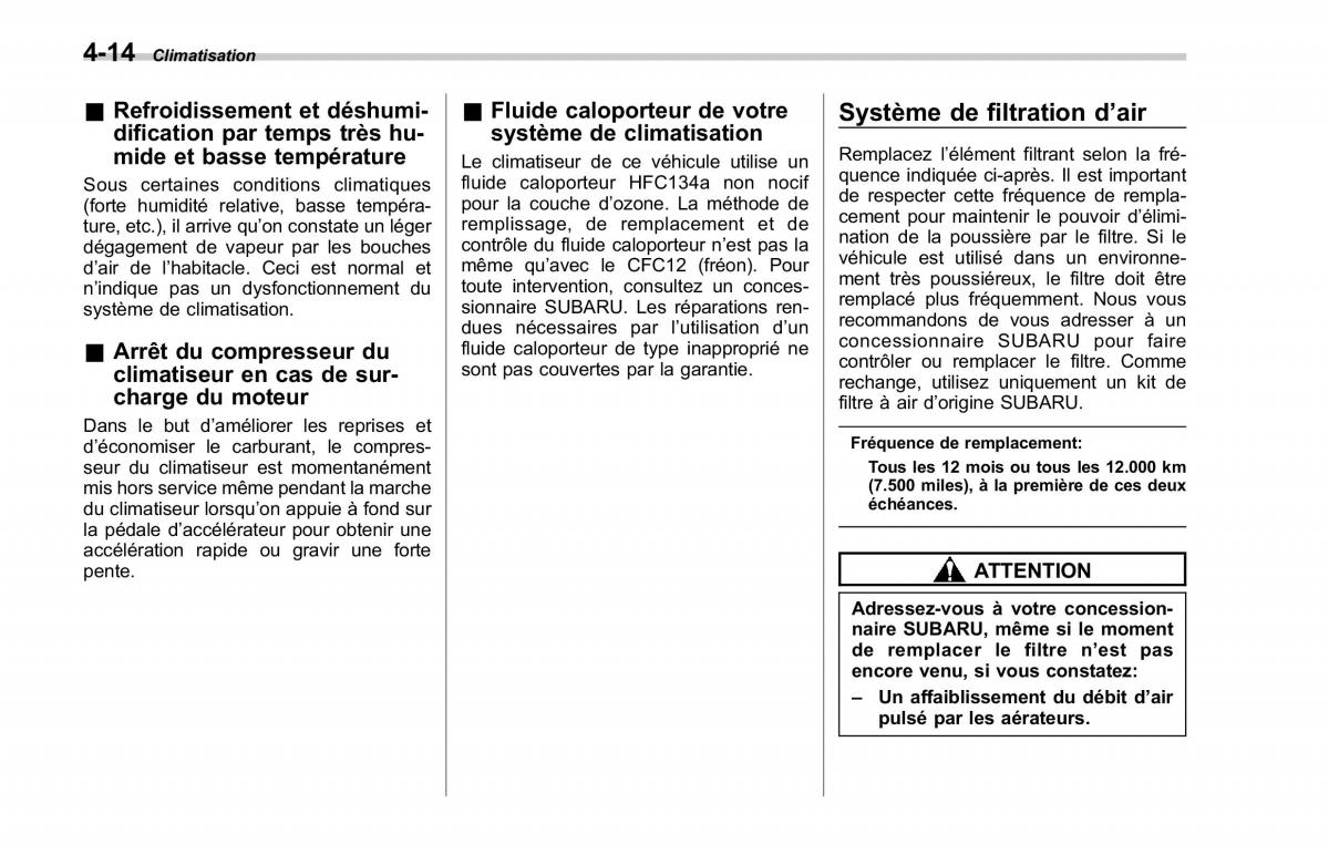 Subaru Forester II 2 manuel du proprietaire / page 182