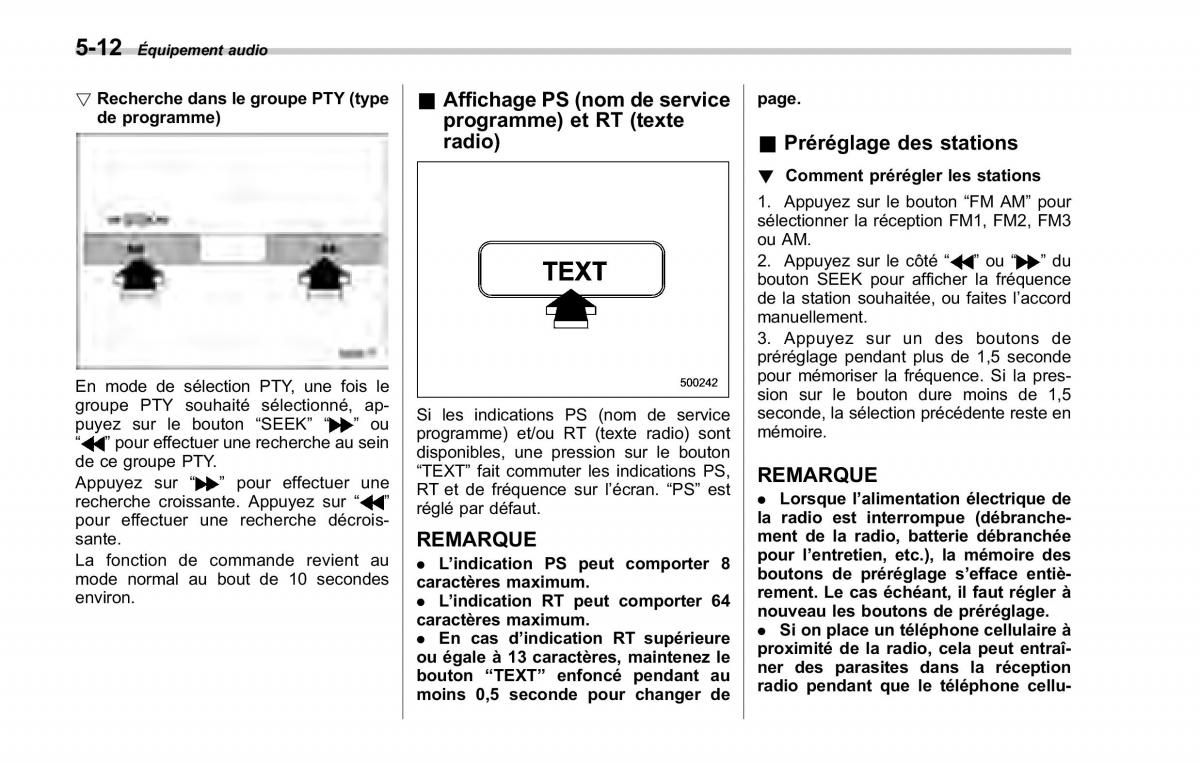 Subaru Forester II 2 manuel du proprietaire / page 196