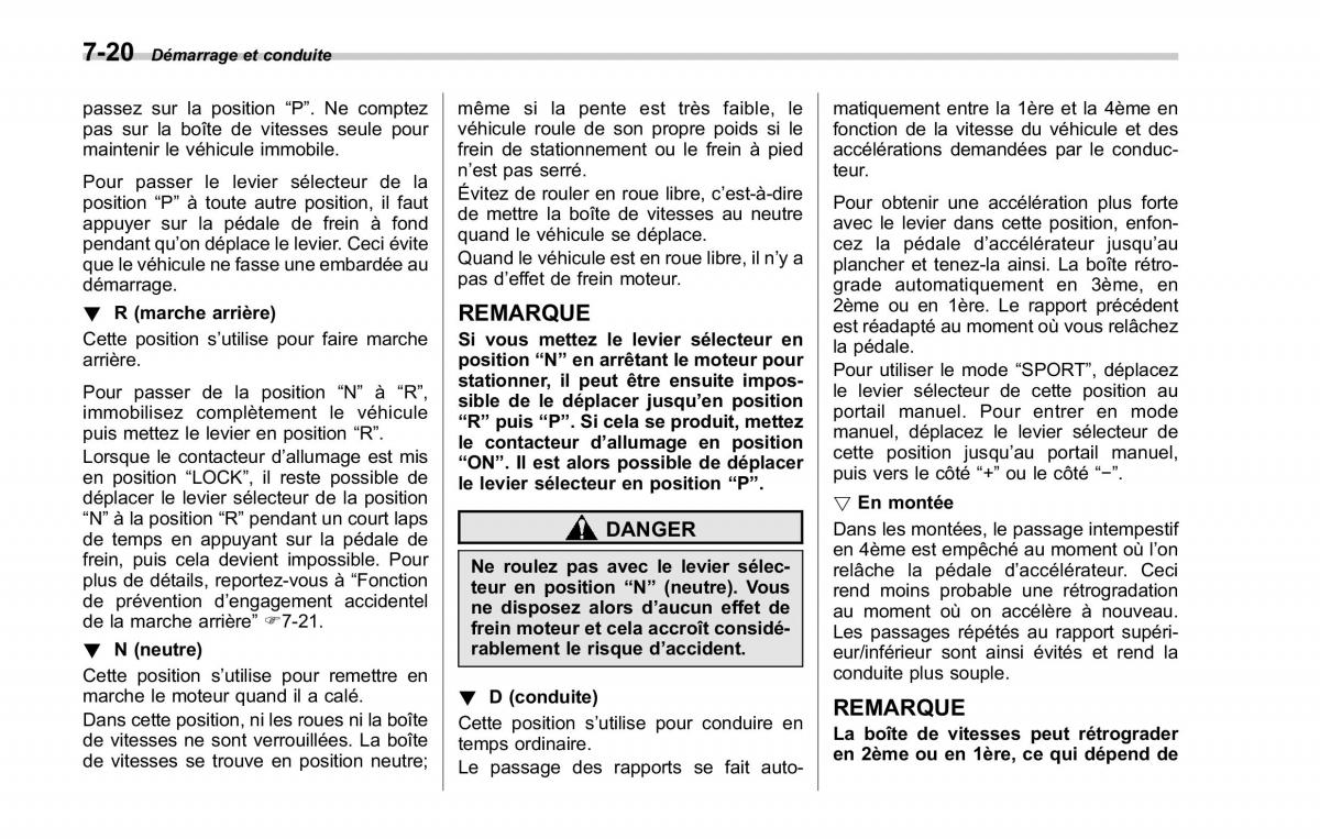 Subaru Forester II 2 manuel du proprietaire / page 252