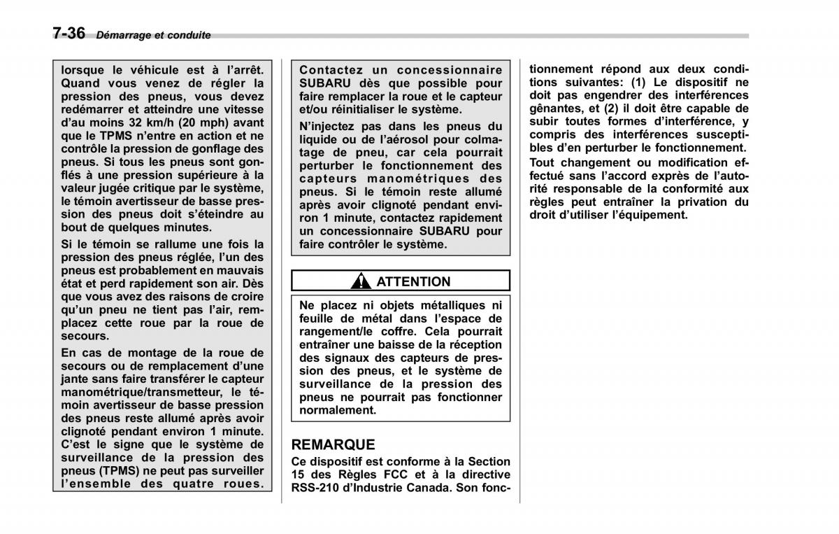 Subaru Forester II 2 manuel du proprietaire / page 268