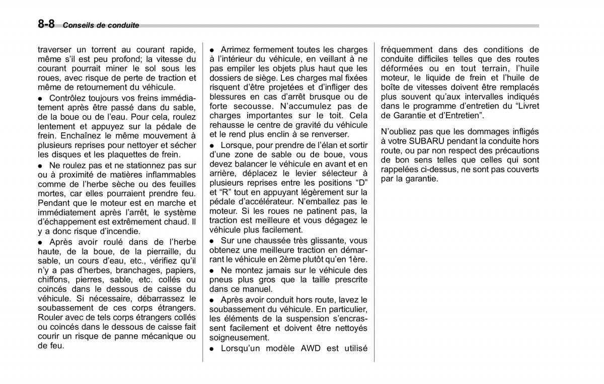 Subaru Forester II 2 manuel du proprietaire / page 284