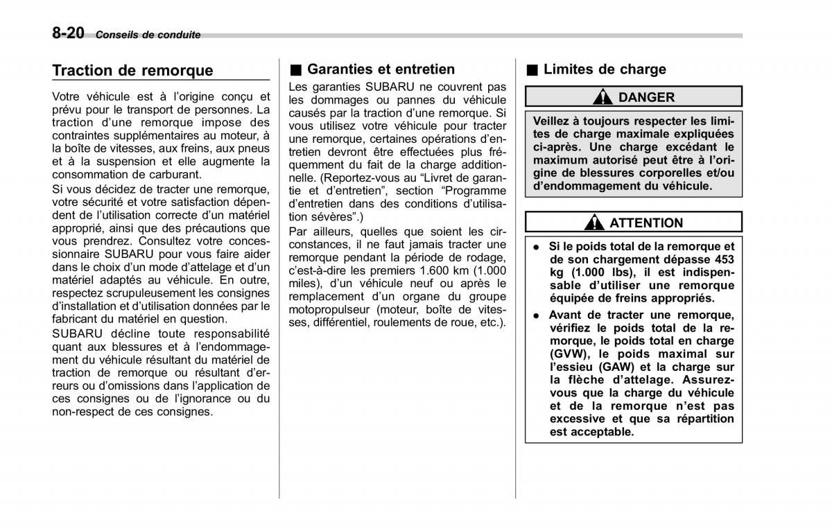 Subaru Forester II 2 manuel du proprietaire / page 296