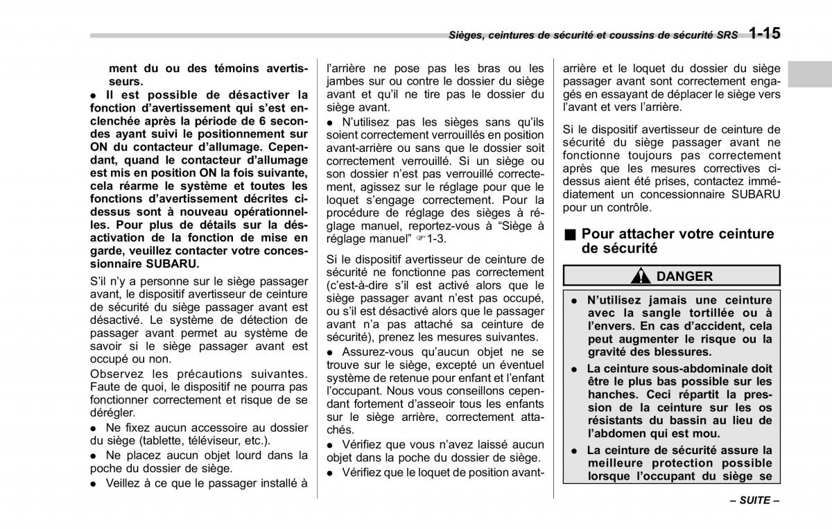 Subaru Forester II 2 manuel du proprietaire / page 43