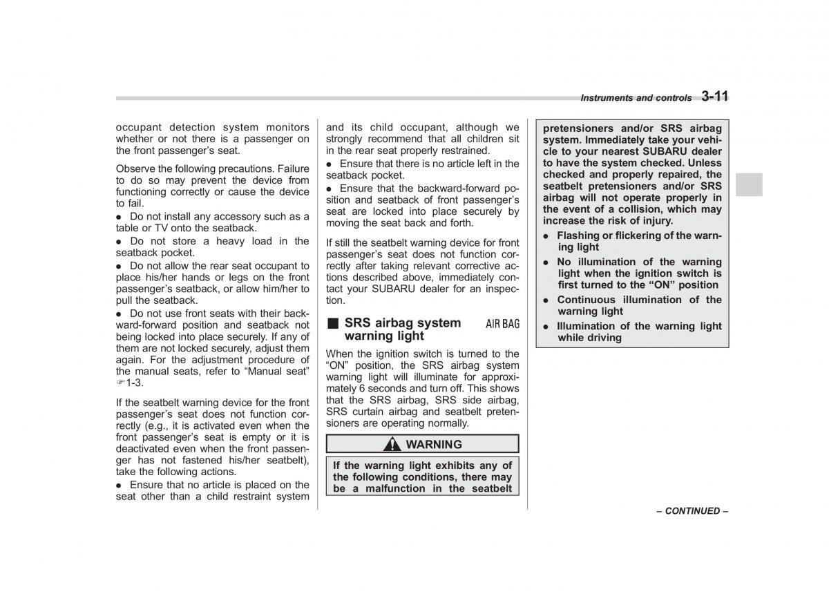 Subaru Forester III 3 owners manual / page 122