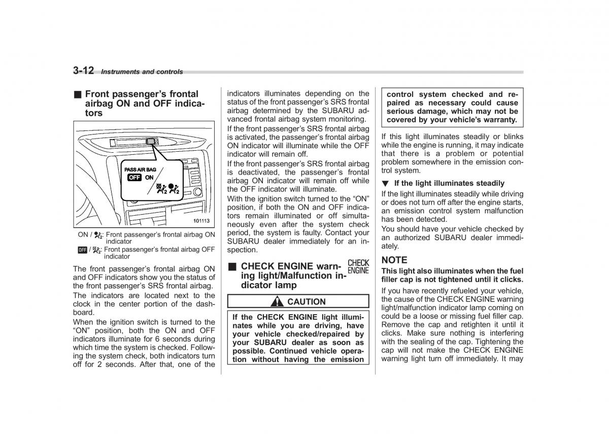 Subaru Forester III 3 owners manual / page 123