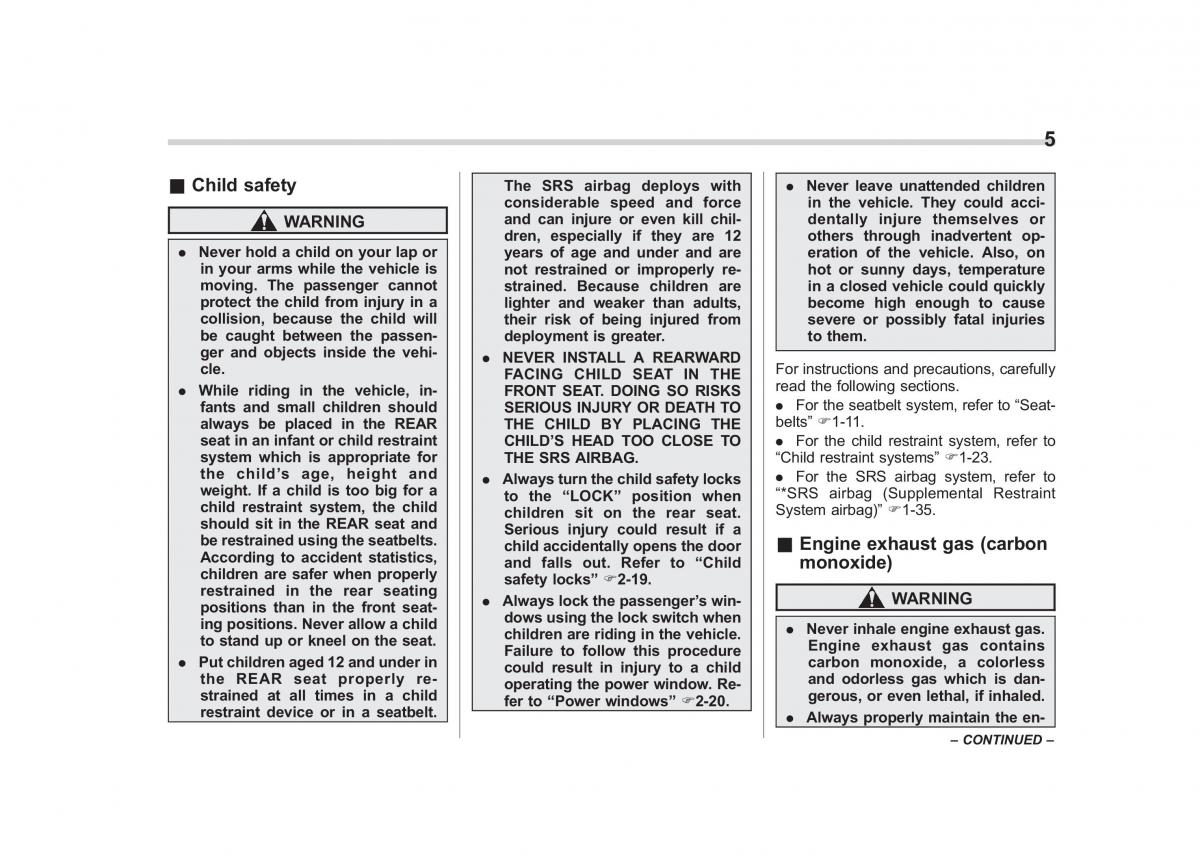 Subaru Forester III 3 owners manual / page 19