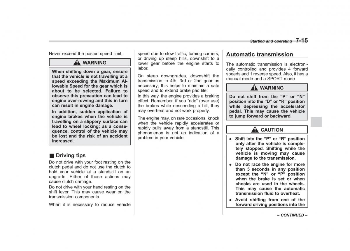 Subaru Forester III 3 owners manual / page 232