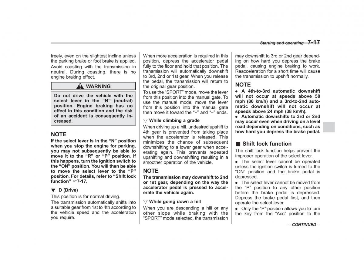 Subaru Forester III 3 owners manual / page 234