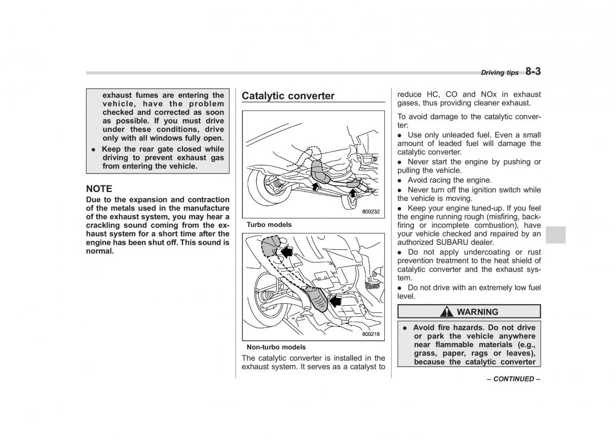 Subaru Forester III 3 owners manual / page 258