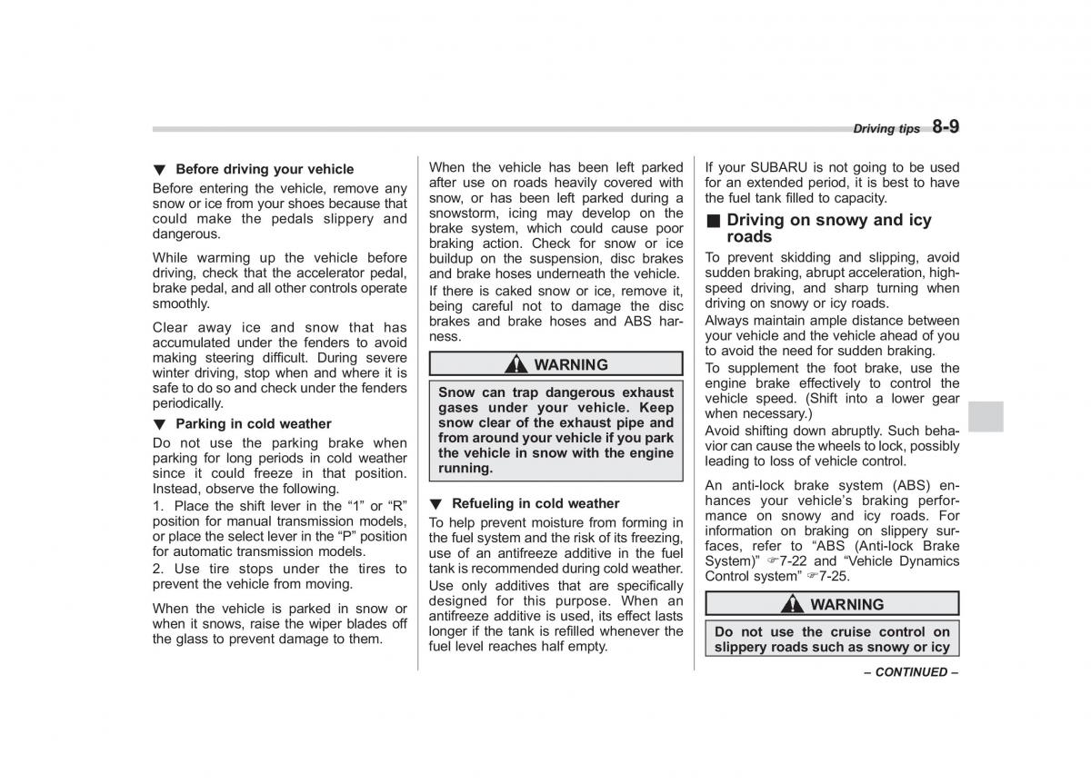 Subaru Forester III 3 owners manual / page 264