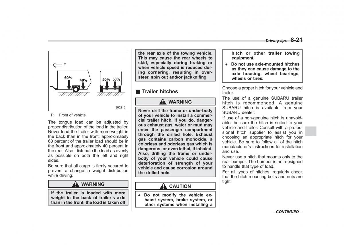 Subaru Forester III 3 owners manual / page 276