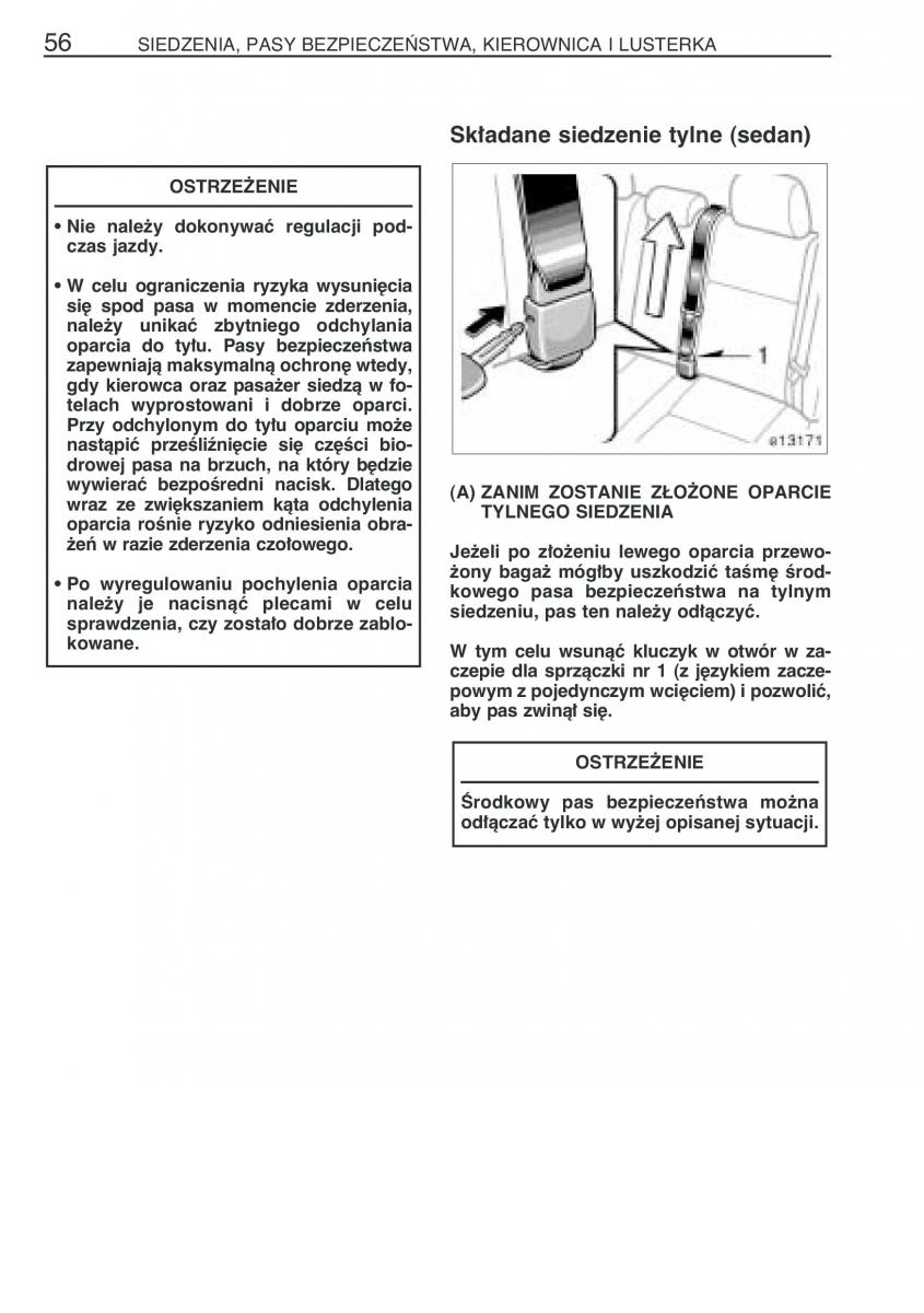 Toyota Corolla IX 9 E120 E130 E12 instrukcja obslugi / page 63