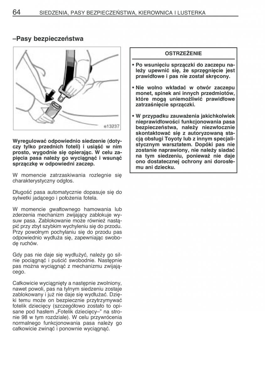 Toyota Corolla IX 9 E120 E130 E12 instrukcja obslugi / page 71