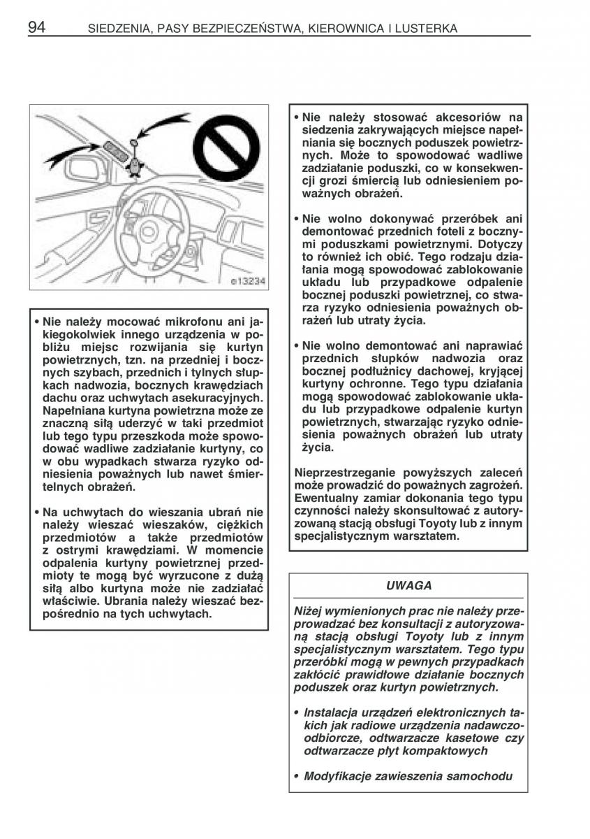 Toyota Corolla IX 9 E120 E130 E12 instrukcja obslugi / page 101