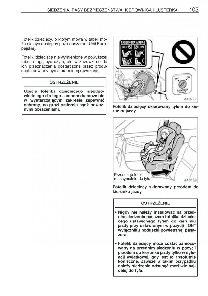 Toyota Corolla IX 9 E120 E130 E12 instrukcja obslugi / page 110