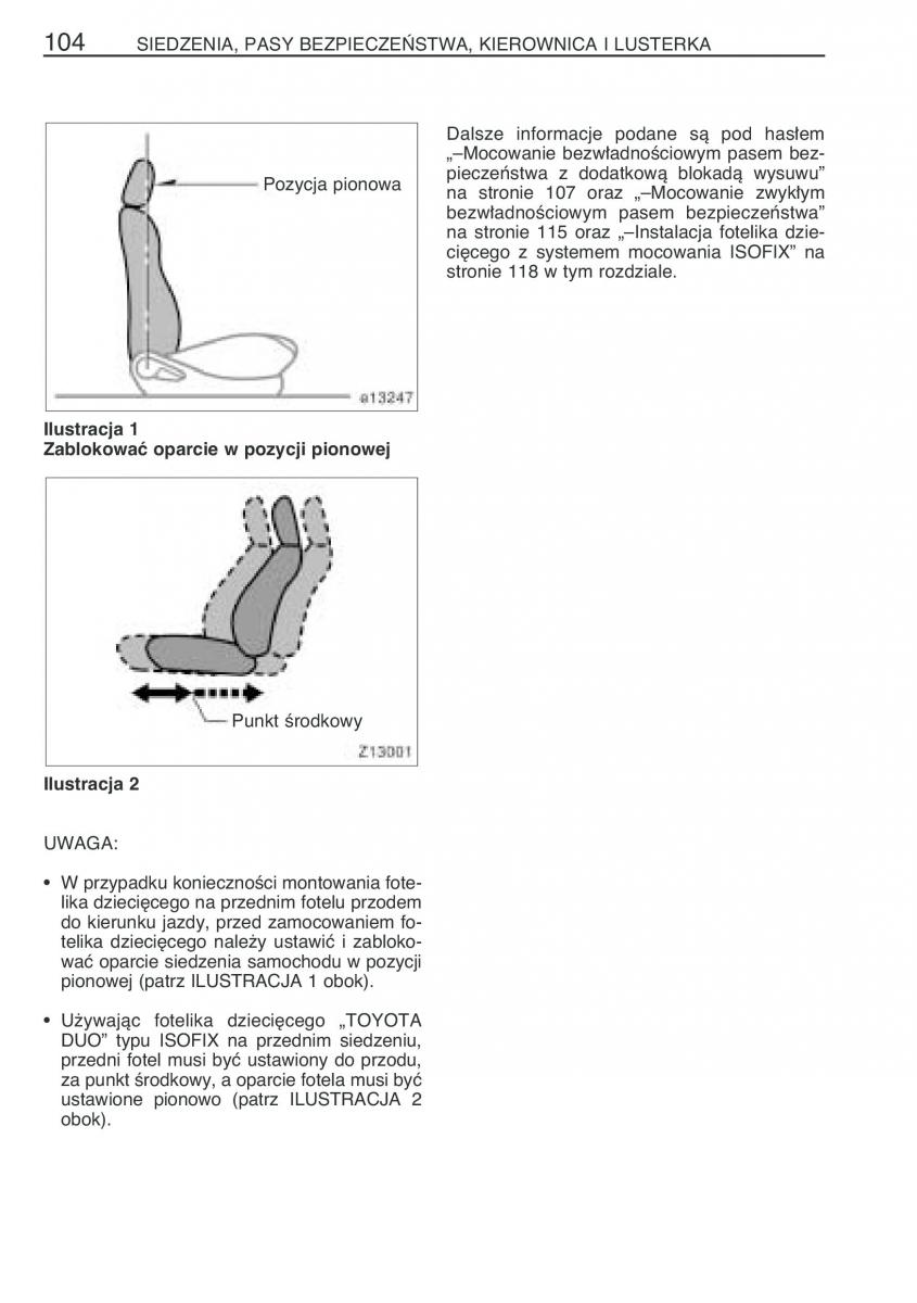 Toyota Corolla IX 9 E120 E130 E12 instrukcja obslugi / page 111