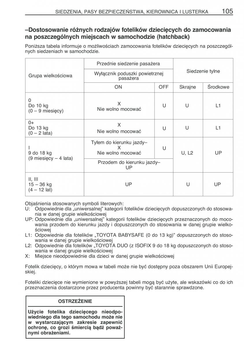 Toyota Corolla IX 9 E120 E130 E12 instrukcja obslugi / page 112